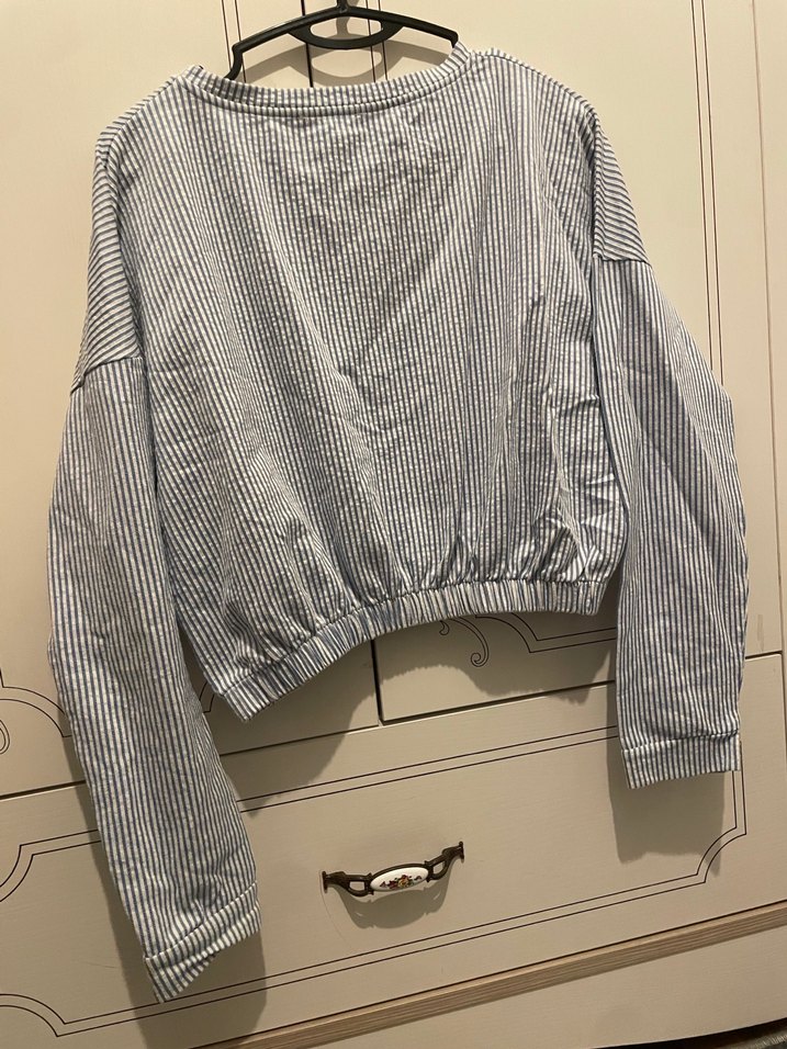 Gri Çizgili Bluz - Görsel 5