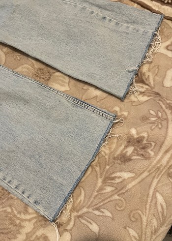 Gri Bol Kesim Midi Kot Pantolon - Görsel 2