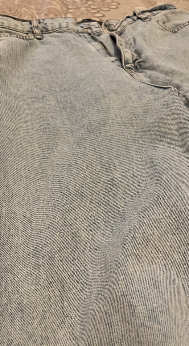 Gri Bol Kesim Midi Kot Pantolon - Görsel 4