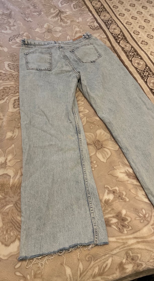 Gri Bol Kesim Midi Kot Pantolon - Görsel 5