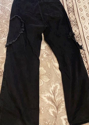 Siyah Yırtık Salaş Kadın Jean - Görsel 5