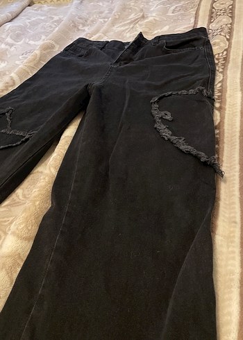 Siyah Yırtık Salaş Kadın Jean - Görsel 3