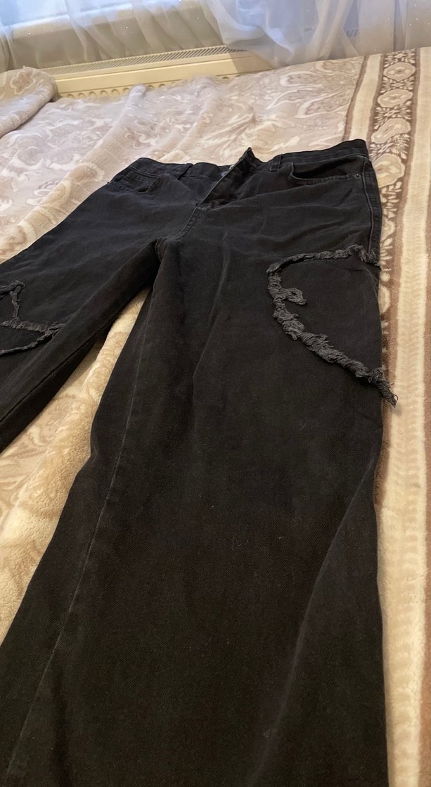 Siyah Yırtık Salaş Kadın Jean - Görsel 3