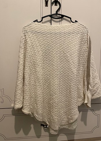 Bohem Tarz Uzun Kollu Örgü Beyaz Kazak - Görsel 6