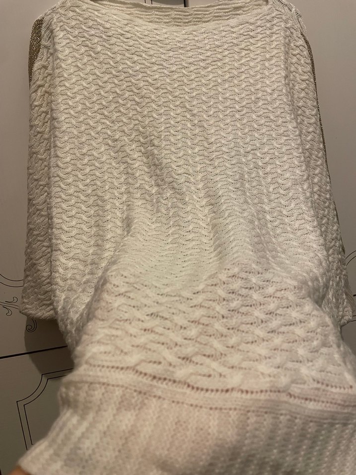 Bohem Tarz Uzun Kollu Örgü Beyaz Kazak - Görsel 3