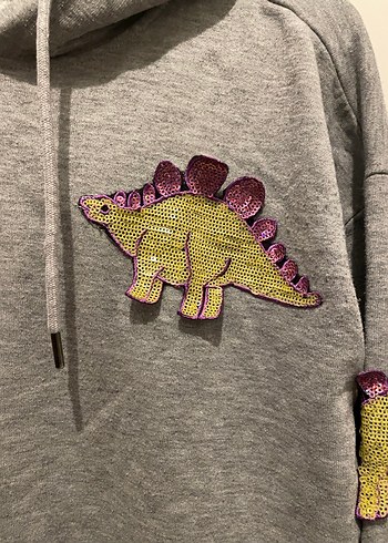 Kapüşonlu Gri Kadın Sweatshirt - Görsel 4