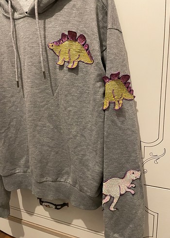 Kapüşonlu Gri Kadın Sweatshirt - Görsel 3