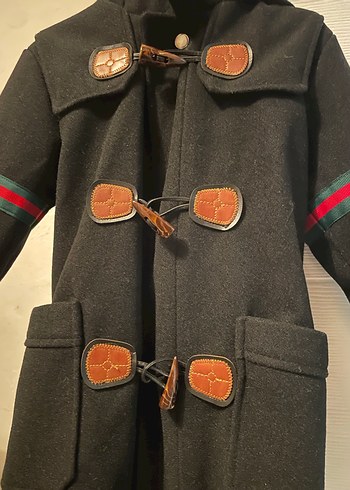 Düğmeli Siyah Erkek Çocuk Kaban - Görsel 2