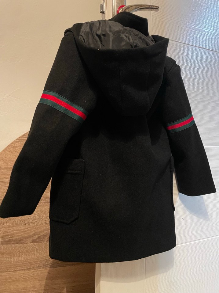 Düğmeli Siyah Erkek Çocuk Kaban - Görsel 4