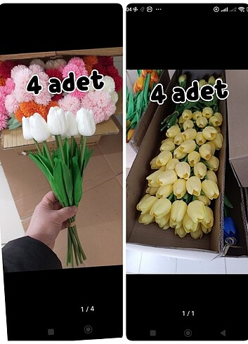 8 adet yapay çiçek ıslak lale 