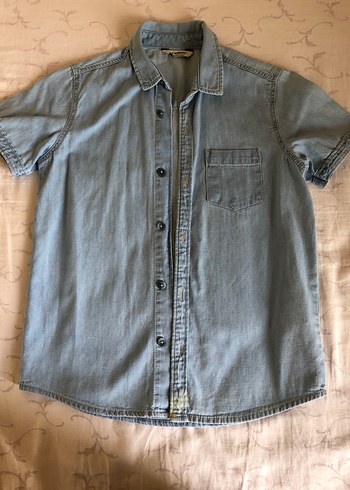 Kot Erkek Çocuk Kısa Kollu Denim Gömlek