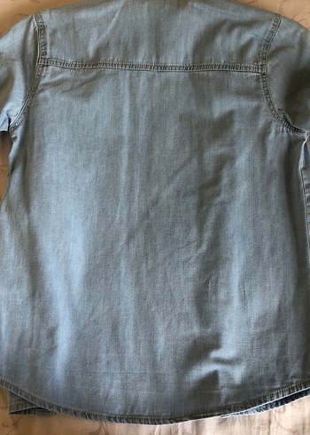 8 Yaş Beden Kot Erkek Çocuk Kısa Kollu Denim Gömlek
