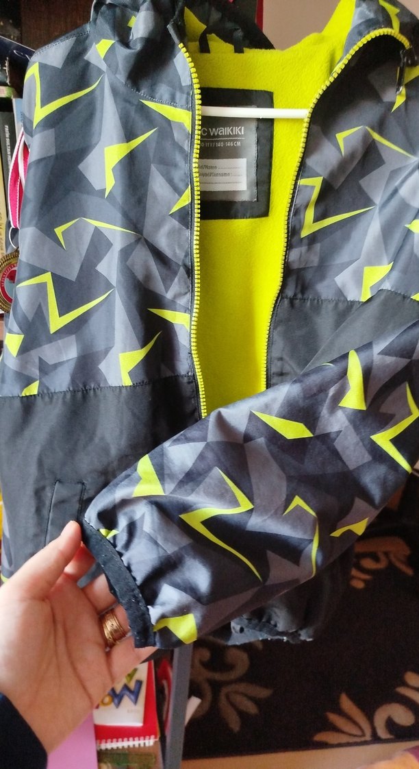 Gri Desenli Fermuarlı Erkek Çocuk Ceketi - Görsel 3