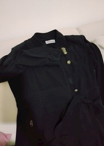 Siyah Uzun Kollu Gotik Düğmeli Elbise - Görsel 4