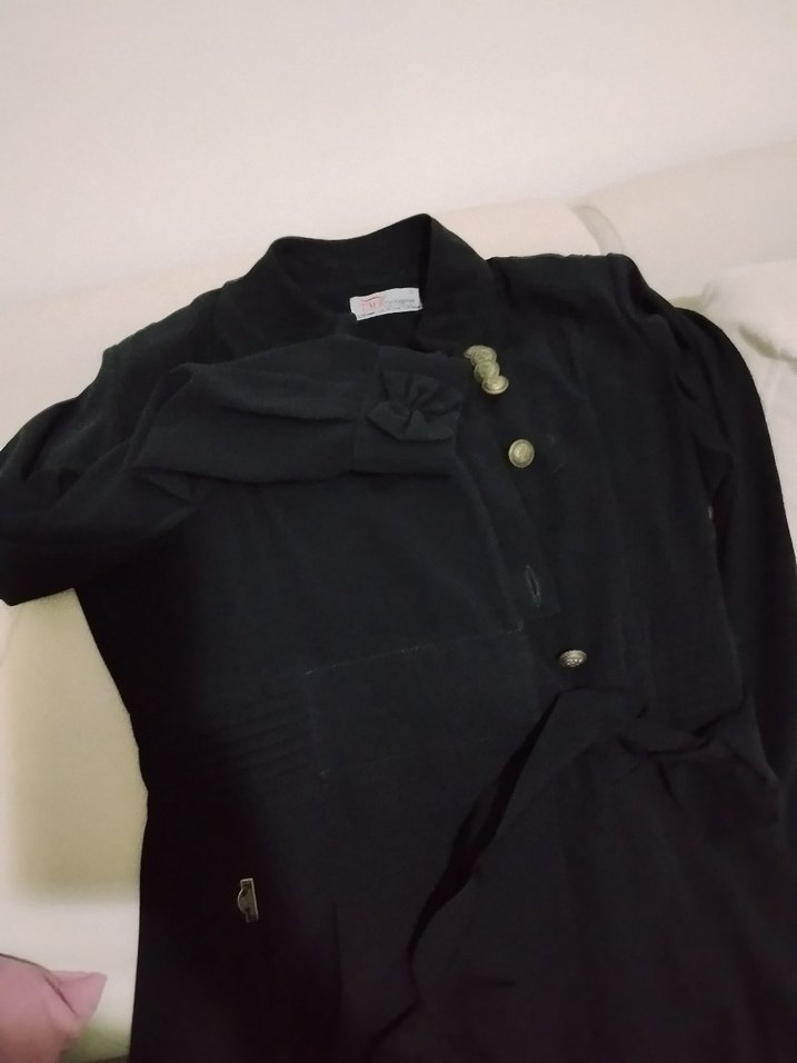 Siyah Uzun Kollu Gotik Düğmeli Elbise - Görsel 4