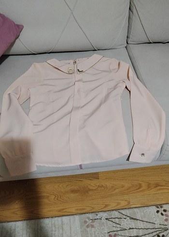 Çizgili, Pileli, Uzun Kollu Kadın Gömlek - Görsel 5