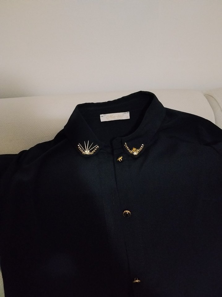 Siyah Uzun Kollu Uzun Gömlek - Görsel 3