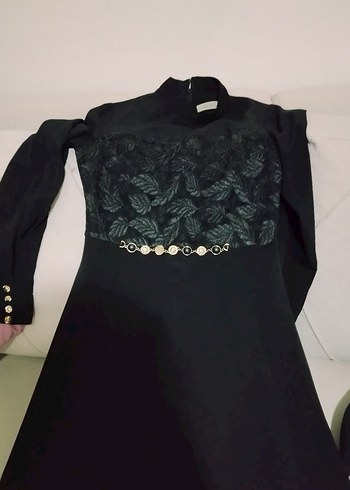 Uzun Siyah Gotik Kadın Abiye Elbise - Görsel 3