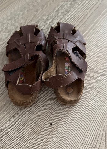 Kahverengi Deri Tokalı Erkek Çocuk Sandalet - Görsel 2