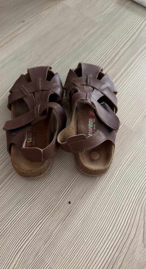 Kahverengi Deri Tokalı Erkek Çocuk Sandalet - Görsel 2