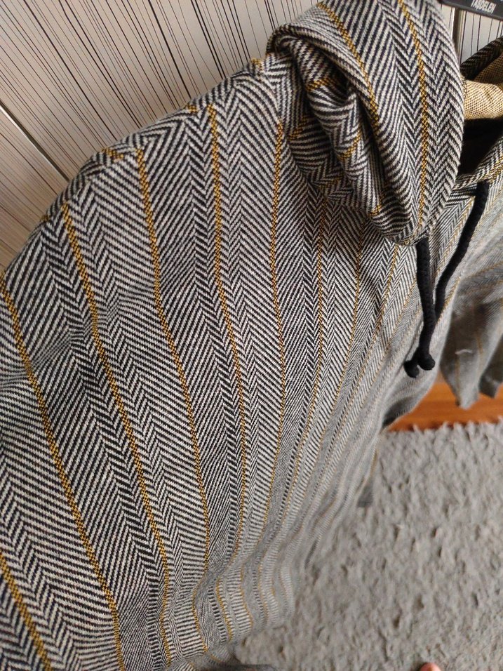 Gri Kapüşonlu Örgü Kadın Sweatshirt - Görsel 3