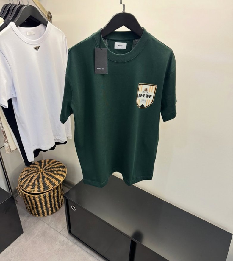 RHUDE Yeşil Baskılı Erkek Tişört Ruffle Detaylı - Görsel 2