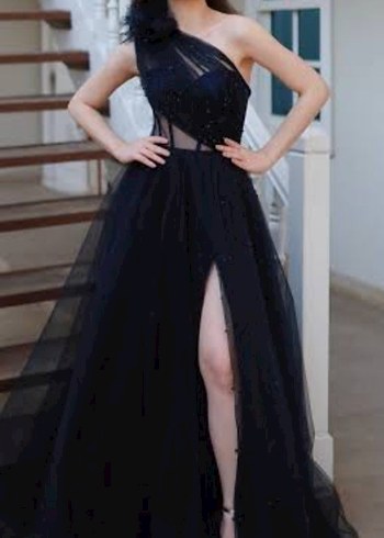 Uzun Siyah Straplez Gotik Abiye Elbise