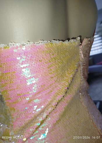 Pembe Drapeli Straplez Uzun Abiye Elbise - Görsel 11