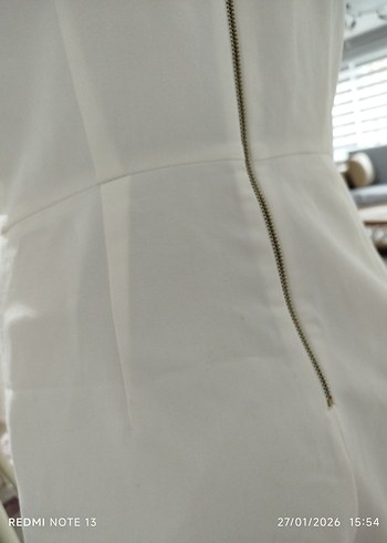 Beyaz Keten Mini Tulum - Görsel 7