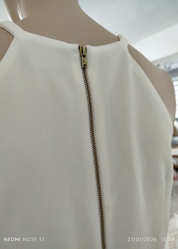 Beyaz Keten Mini Tulum - Görsel 8