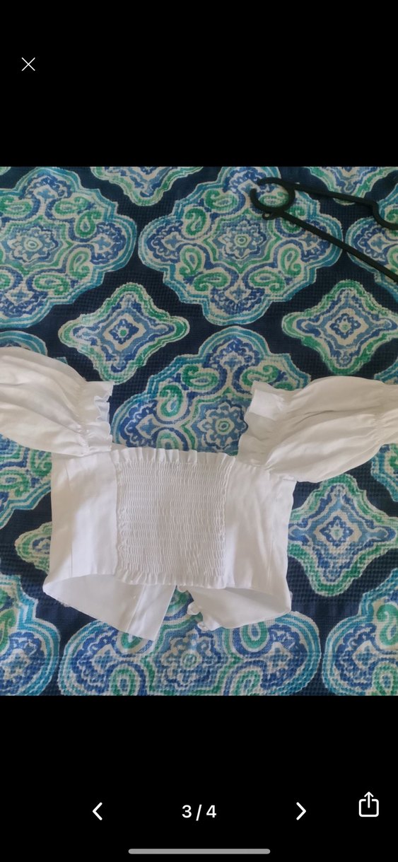 Stradivarius Keten Uzun Kollu Straplez Bluz - Görsel 3