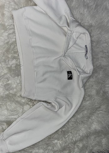 Calvin Klein Minimal Beyaz Kapusonlu Sweatshirt