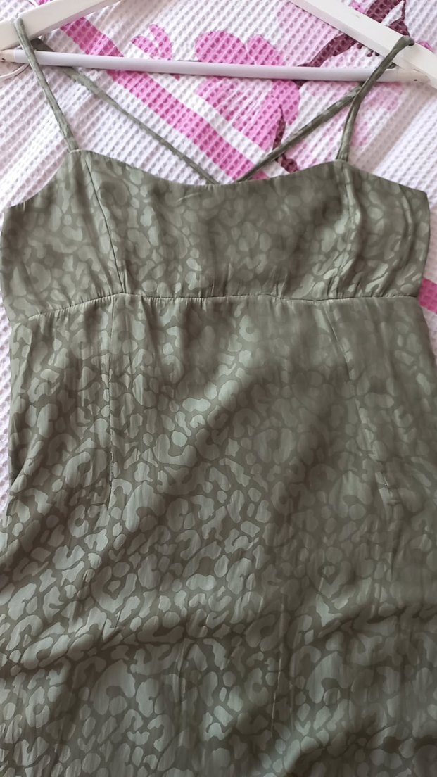 Yılan Desenli Askılı Midi saten  Elbise MANGO - Görsel 2