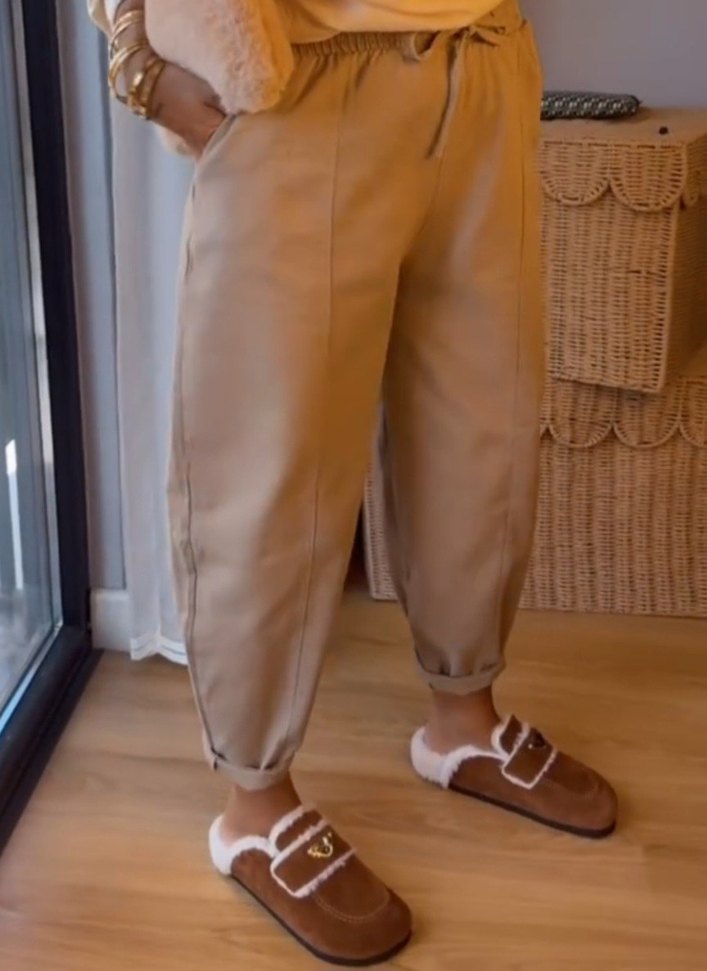 Kadın Bej Rahat Kesim Pantolon - Görsel 2