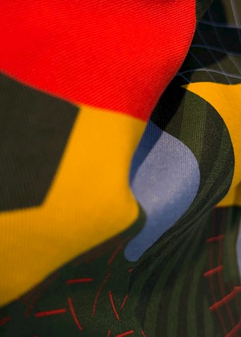 Renkli Desenli Uzun Retro Elbise - Görsel 11