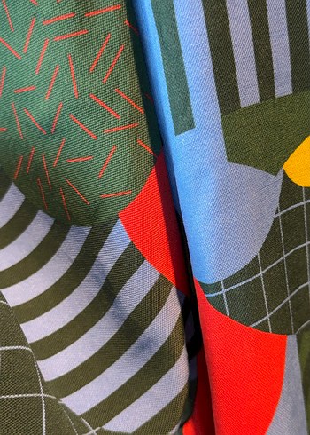 Renkli Desenli Uzun Retro Elbise - Görsel 14