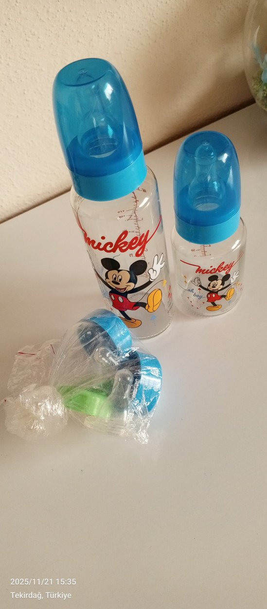 Mavi Mickey Bebek Biberon Seti - Görsel 3