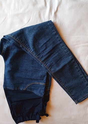 Düğmeli Lacivert Hamile Denim Pantolon - Görsel 3