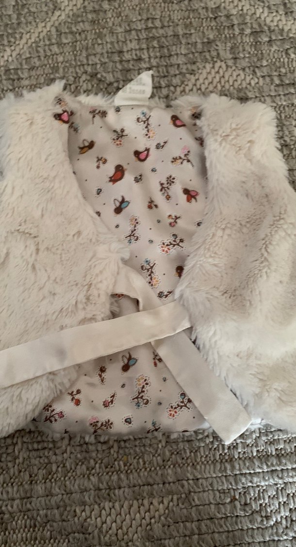 H&M Kız Çocuk Gri Kürklü Bohem Yelek - Görsel 2