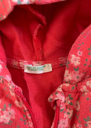 Kız Çocuk Kapüşonlu Çiçekli Fermuarlı Sweatshirt ceket - Görsel 2