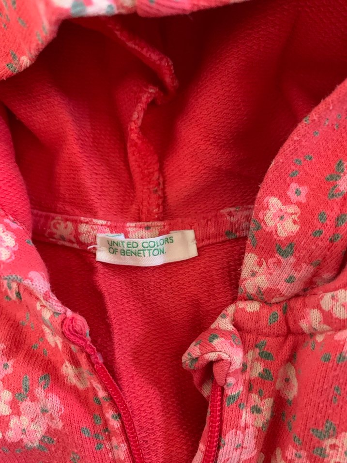 Kız Çocuk Kapüşonlu Çiçekli Fermuarlı Sweatshirt ceket - Görsel 2