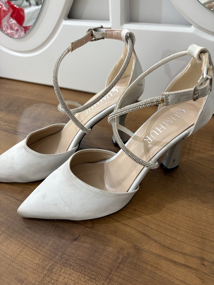 Süet Tokalı Kadın Topuklu Ayakkabı - Görsel 2