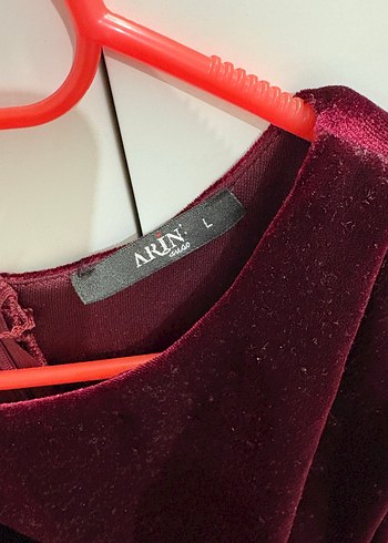 Bordo Uzun Kollu Drapeli Kadın Abiye Elbise - Görsel 4