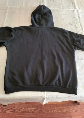 s Beden Siyah Baskılı Kapüşonlu Sweatshirt