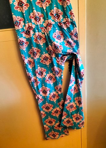 Turkuaz Renkli V Yakalı Bohem Tulum - Görsel 7