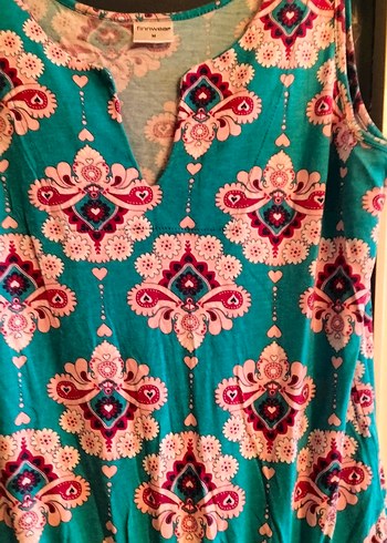 Turkuaz Renkli V Yakalı Bohem Tulum - Görsel 3