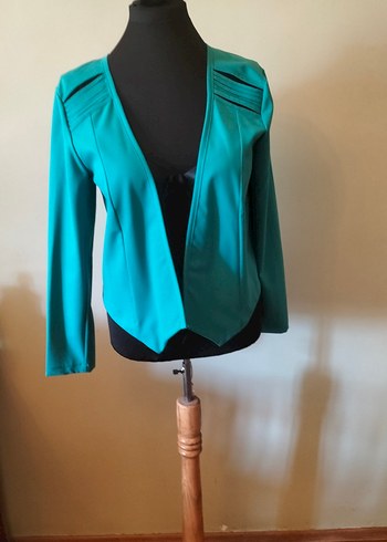 Turkuaz Düğmeli Kadın Blazer Ceket