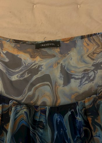 Trendyol & Milla Uzun Kollu Mavi Batik Desenli Bohem Bluz
