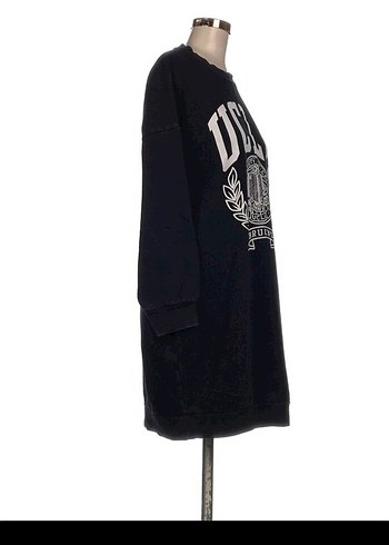 H&M UCLA Baskılı Siyah Kadın Sweatshirt Elbise