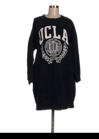 UCLA Baskılı Siyah Kadın Sweatshirt Elbise